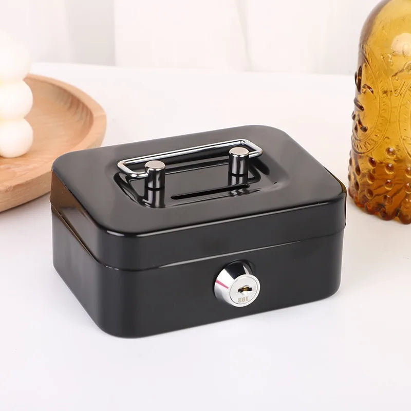 Money Safe Box Lockable Cash Box With Key,Portable Piggy Box Made Of Metal Small Security Lock Box Sturdy Coin Boxes For Kids