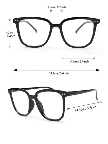 2pcs Women Men Classic Square Frame Glasses School Eyewear For Daily Life Clothing Accessories