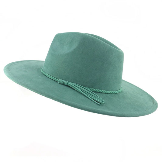 Suede Top Hat 9.5cm Wide Brim Fedora Hat Men Women Autumn Winter Felt Jazz Hats Classic Church Fedoras Chapeau Sombrero Mujer