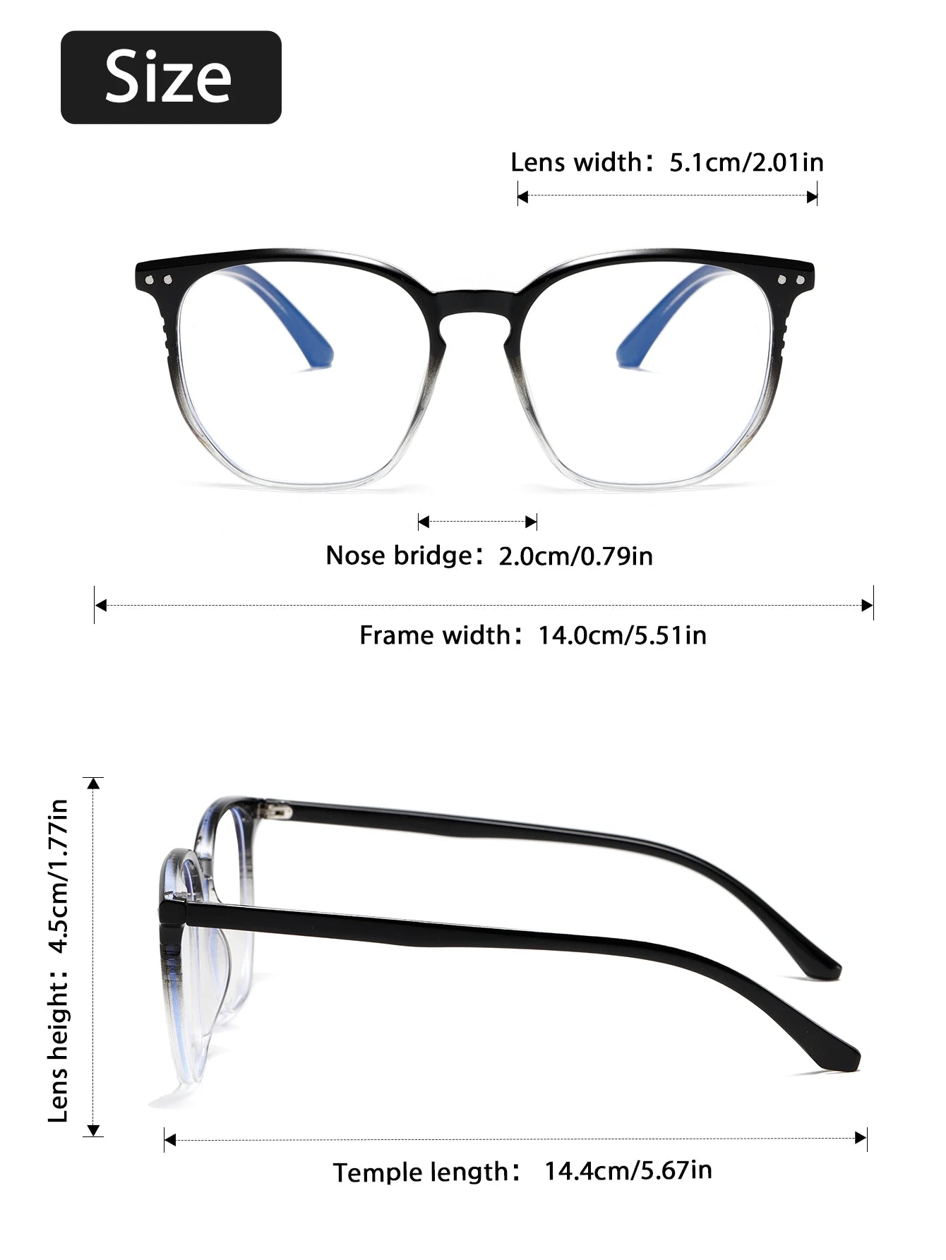 2pcs Women Men Classic Square Frame Glasses School Eyewear For Daily Life Clothing Accessories