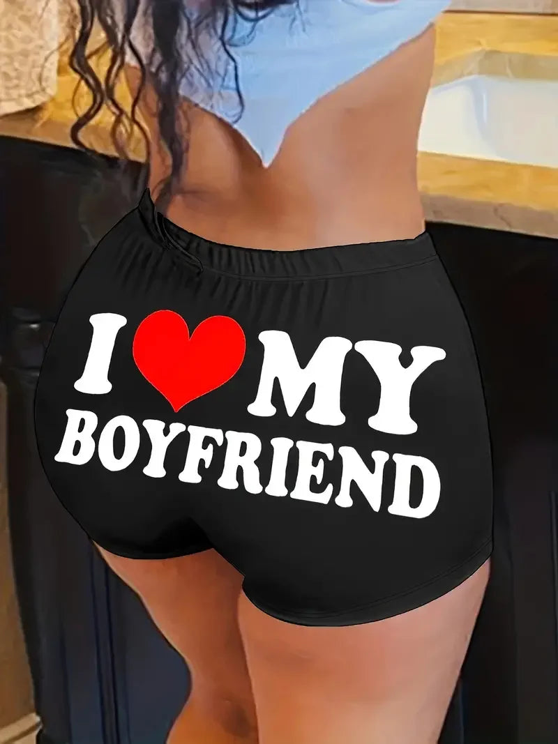 Women Shorts Sleep Bottoms Pajamas Boxers Pink S M L Love Letter Printing Painted Design Soft Casual Fitness Sleep Breathable